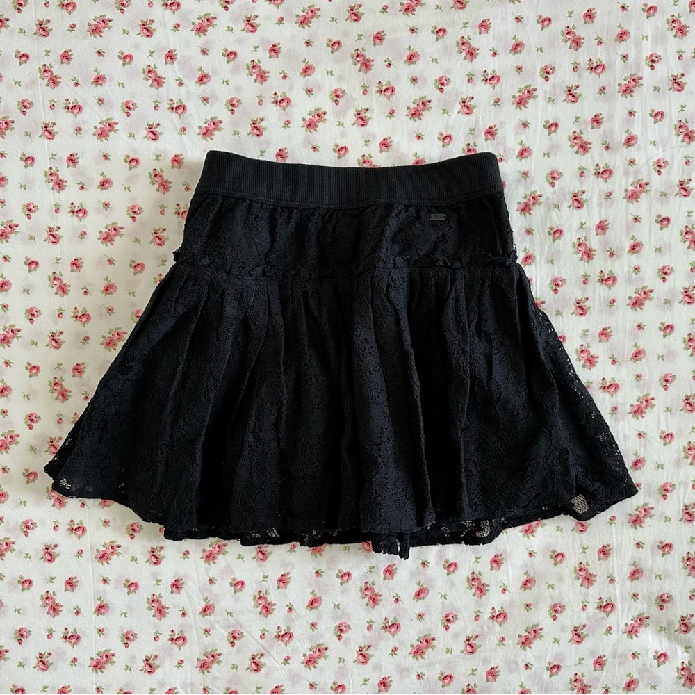 y2k black lace mini skirt